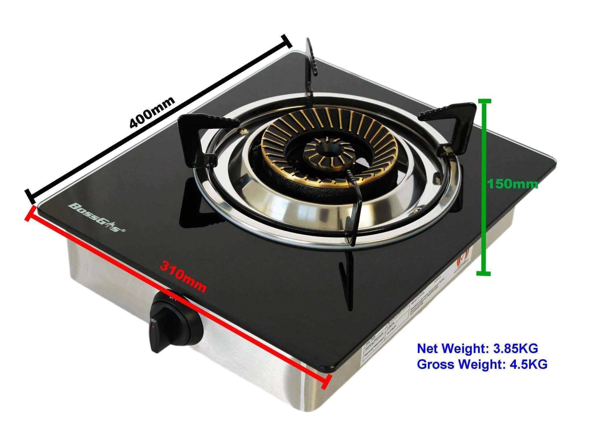 Generation Brand 1 WOK Burner NZ glass top Certified Gas Stove For INDOOR use - Image 3