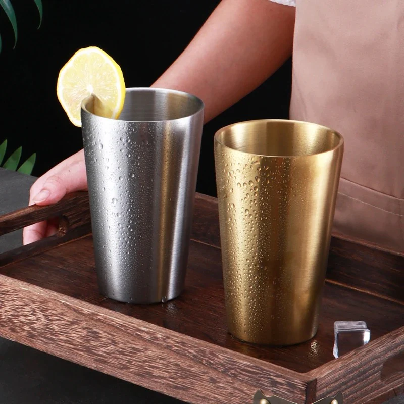 Water/ Beer Tumbler glass 350ml, 304 Brushed double walled Steel - Image 2