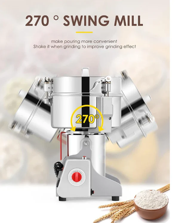 Electric Spice/Grain Grinder Mill Safety 2200W High-speed Spice Herb Grinder Commercial Superfine Machine Dry Cereals 800gms - Image 2