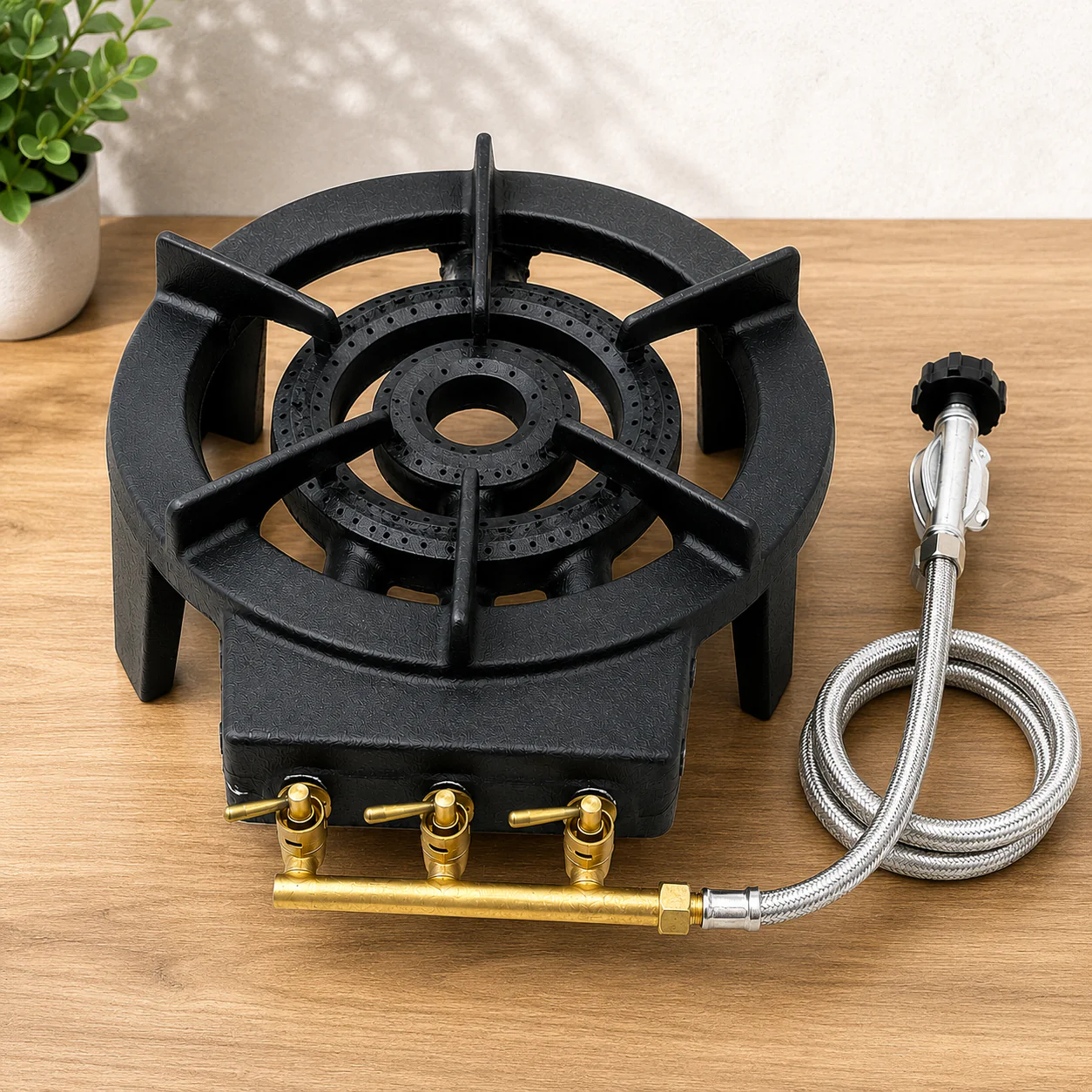 Cast Iron Two Ring LPG Gas Stove Cooker (HT-C-0003) - Image 2