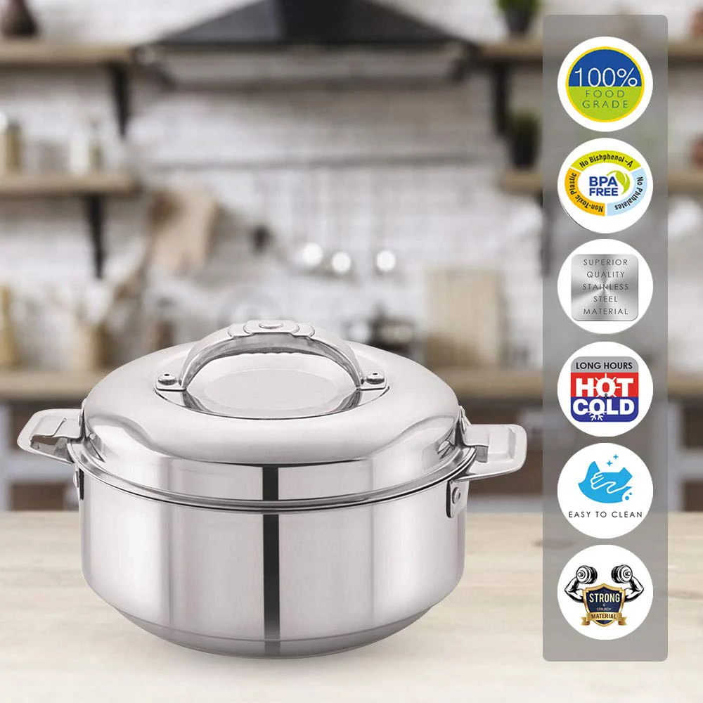 Cello Maxima Stainless Steel Double Walled Insulated Casserole 2000,2800,3200 - Image 2