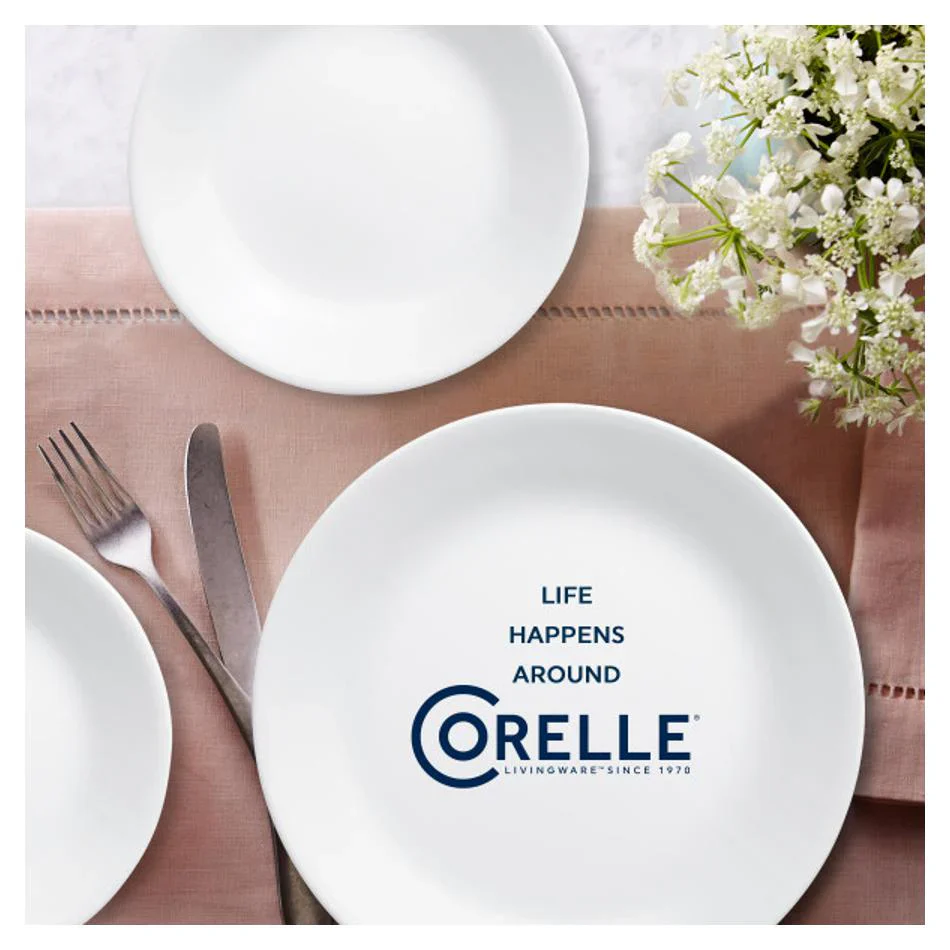 Corelle 12-Piece Dinnerware Set Winter frost/ plainware Service for 4 - Image 2