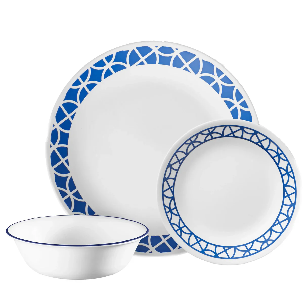 Corelle 12-Piece Dinnerware Set Cobalt Circles Service for 4