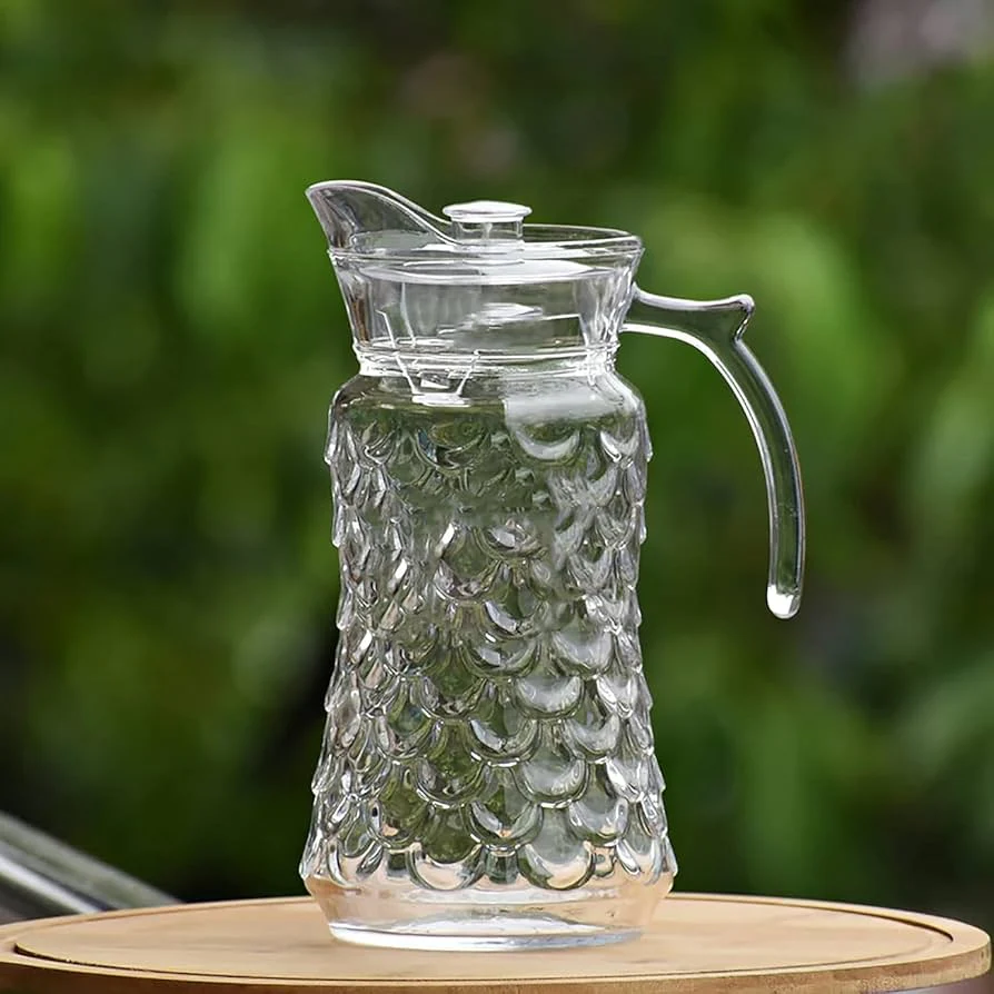 Crystal serving glass jug with lid and 6 glasses - Image 4