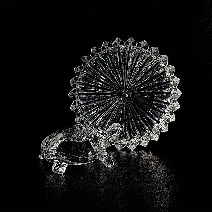 Feng Shui vastu Crystal Glass Turtle Crystal Tortoise Crystal kachua with Crystal Plate