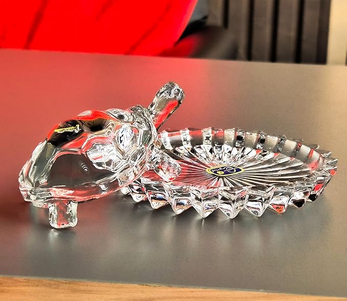 Feng Shui vastu Crystal Glass Turtle Crystal Tortoise Crystal kachua with Crystal Plate - Image 2