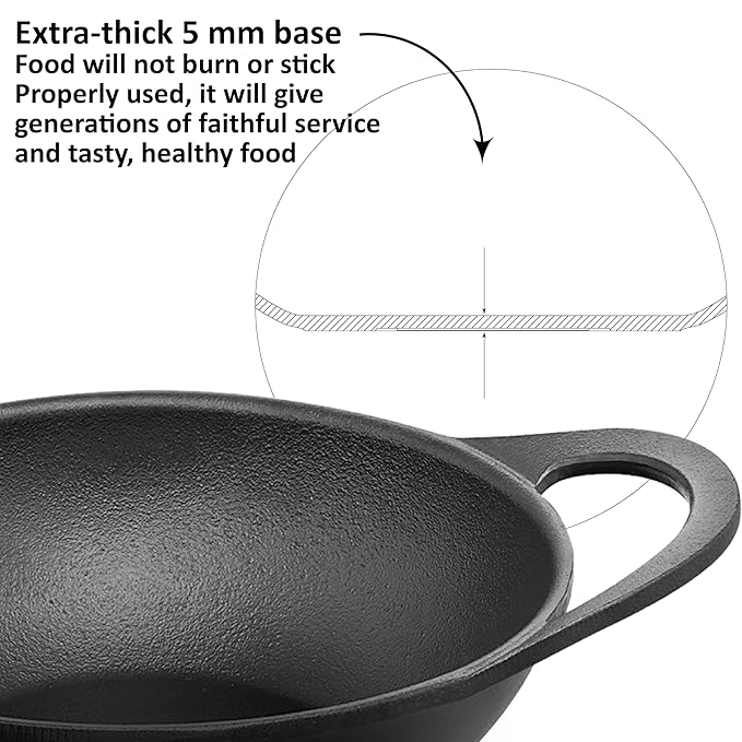 Futura 3.5 Litre , Cast Iron Kadai with Glass Lid (CIK35G) - Image 3