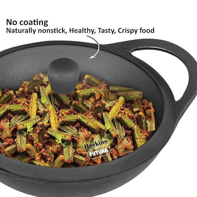Futura 3.5 Litre , Cast Iron Kadai with Glass Lid (CIK35G) - Image 4