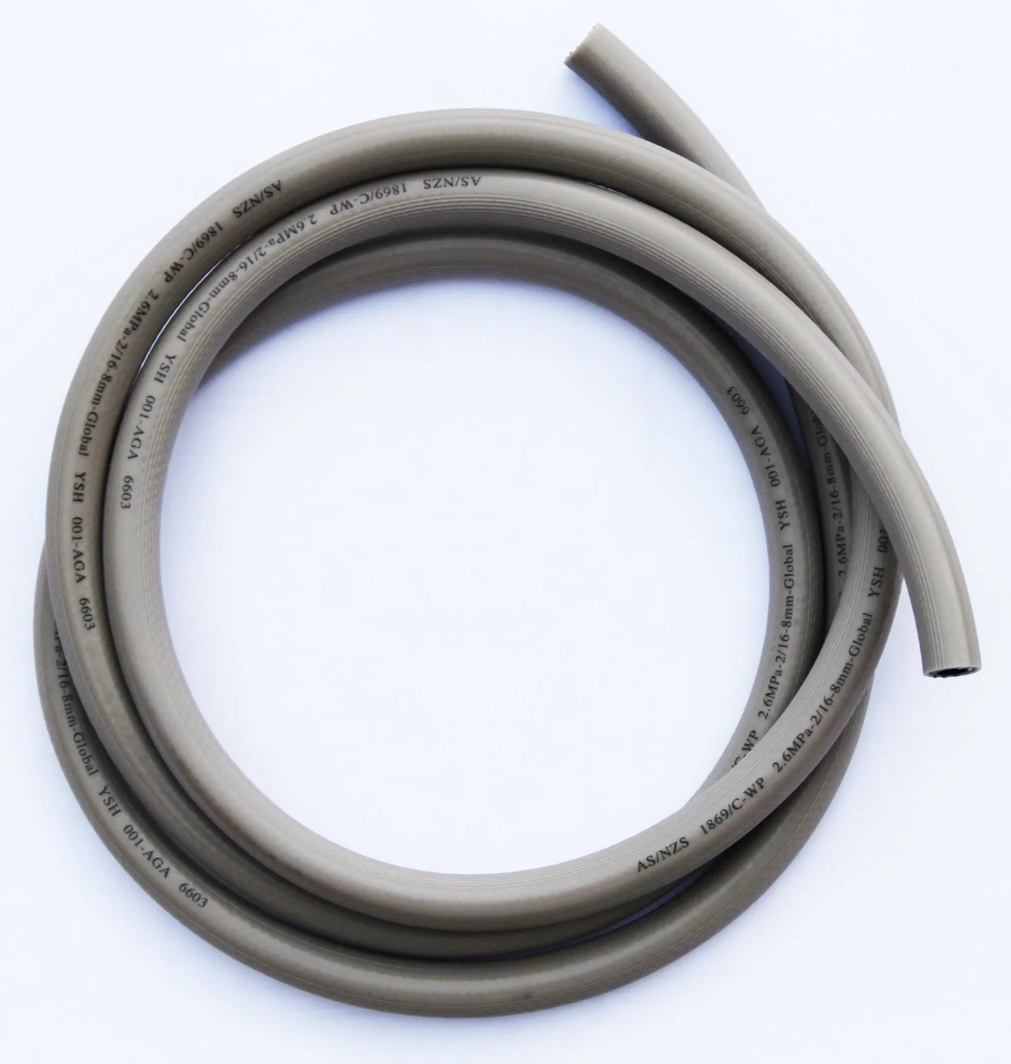 Gas Hose High Pressure 8mm LPG Hose NZ Certified - Grey/Black