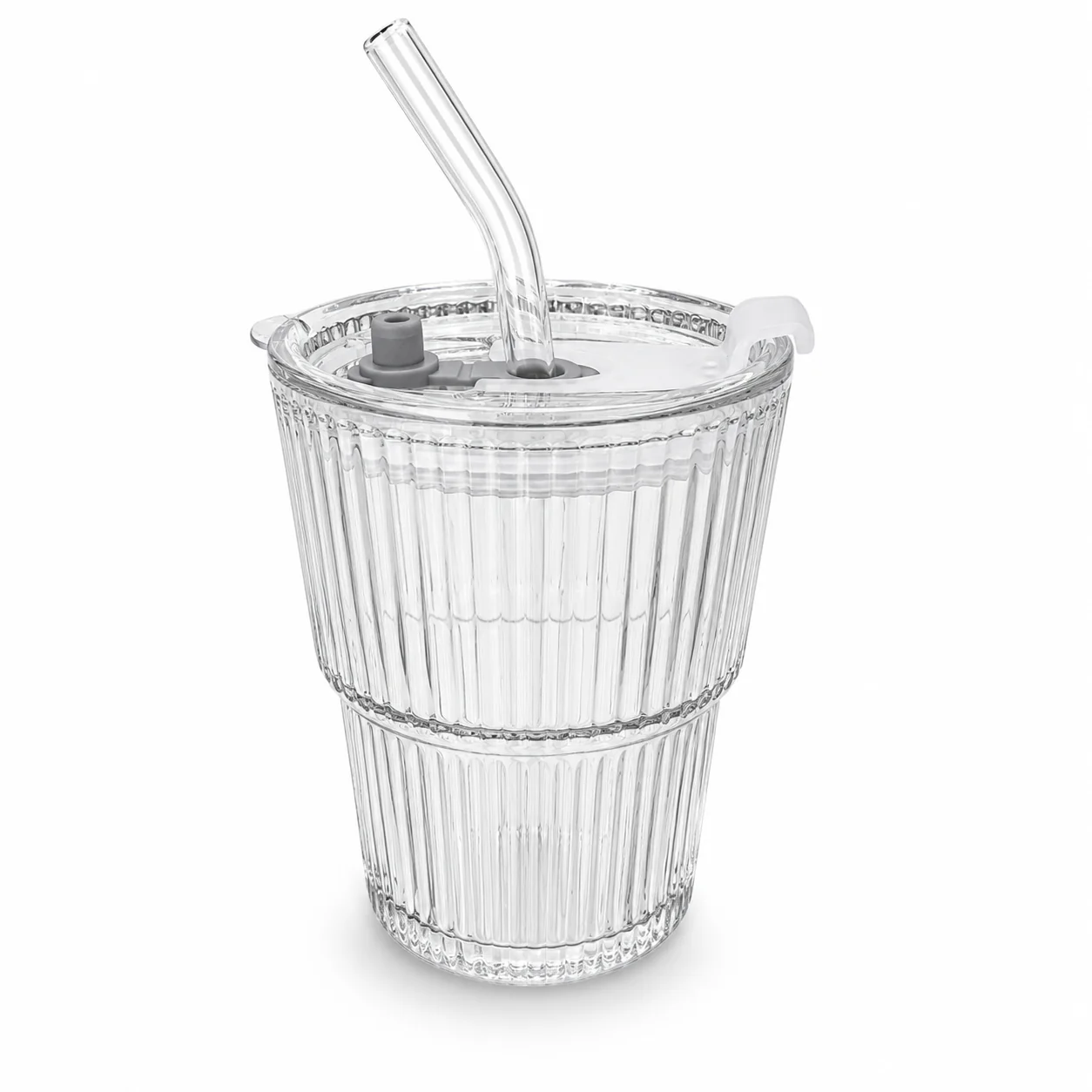 Glass Tumbler with Lid & Glass Straw