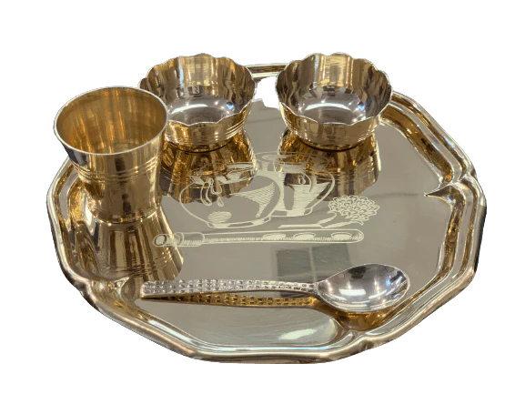Pure brass Thali set 5pc Goldcraft