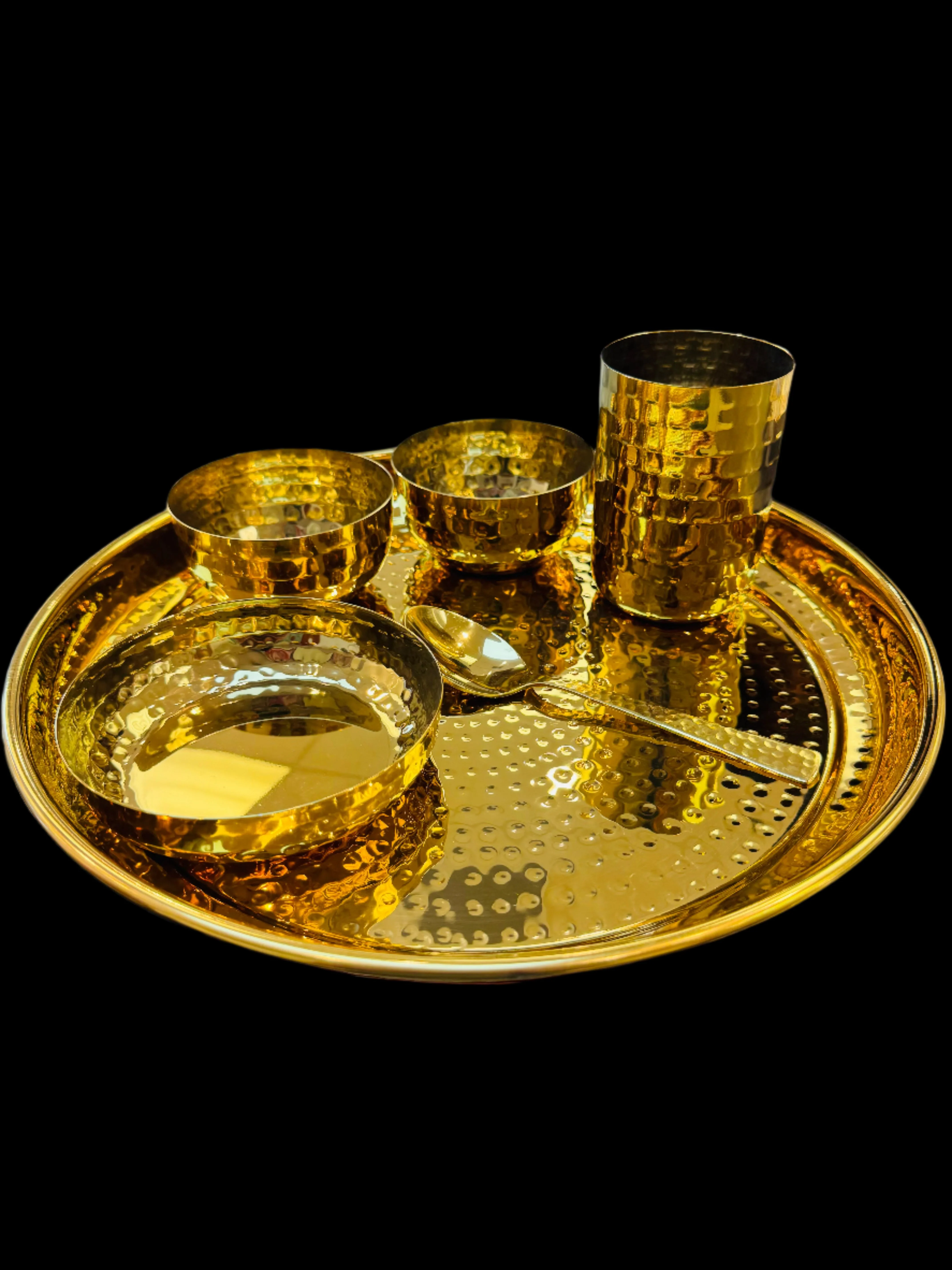 Hammered Brass/Gold Colour plated 6 piece thali set - Image 2