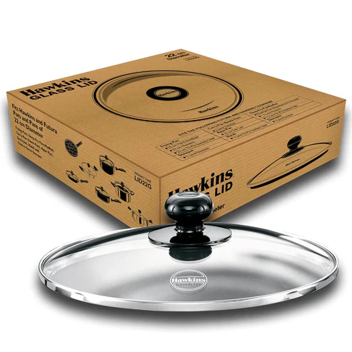 Hawkins 22 CM Glass Lid - LID22G | Stainless Steel Rim | Transparent | 1 Pc - Image 3