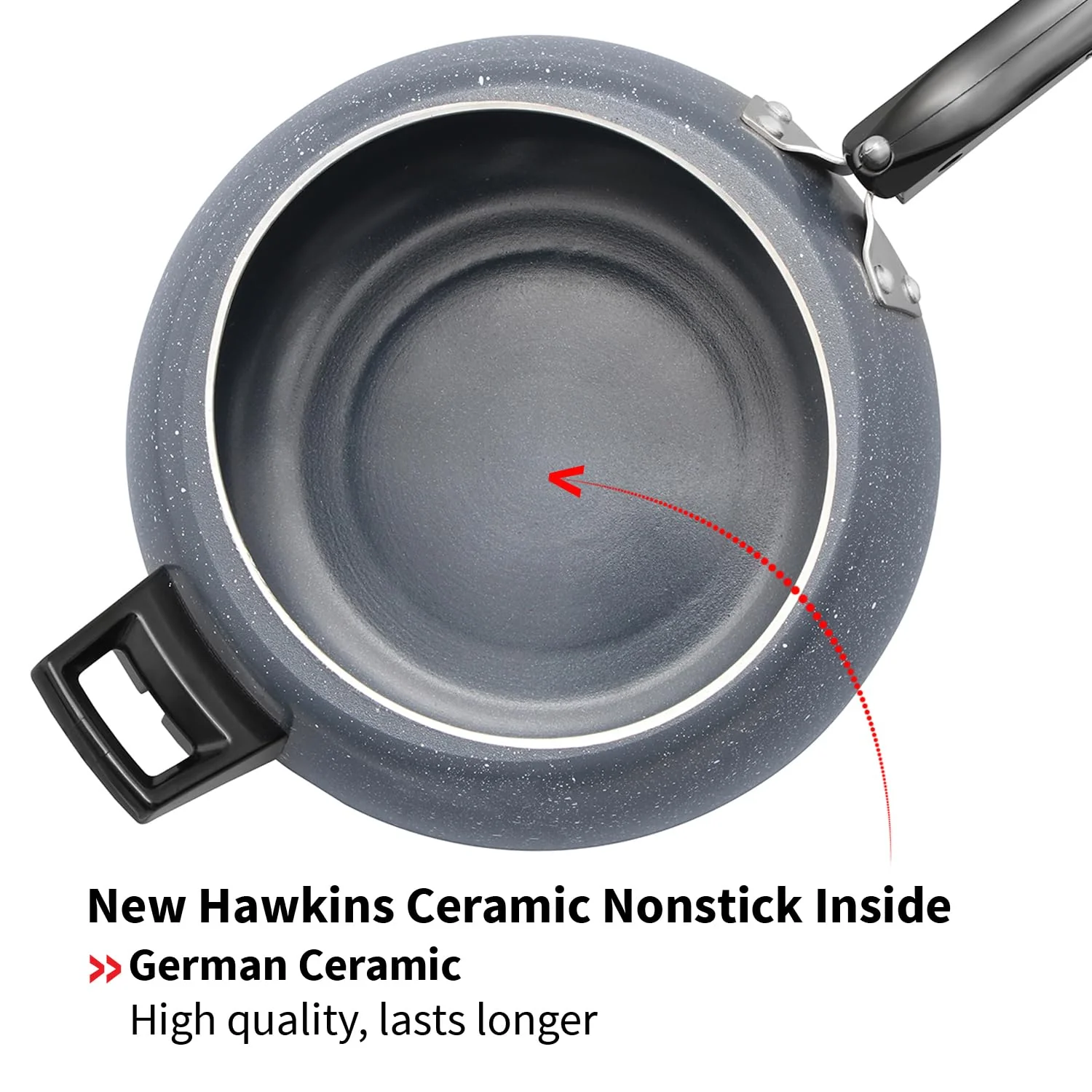 Hawkins 5 Litre Ceramic Nonstick Pressure Cooker, Induction Inner Lid Cooker, Granite Contura Shaped Cooker (ICC50) - Image 2