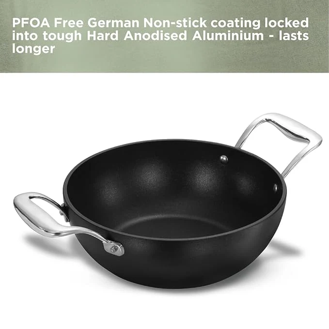 Hawkins Futura Pro 2.5 Litre Deep-Fry Pan, Nonstick Kadhai with Stainless Steel Handles and Stainless Steel Lid, Balck (PNK25S) - Image 3