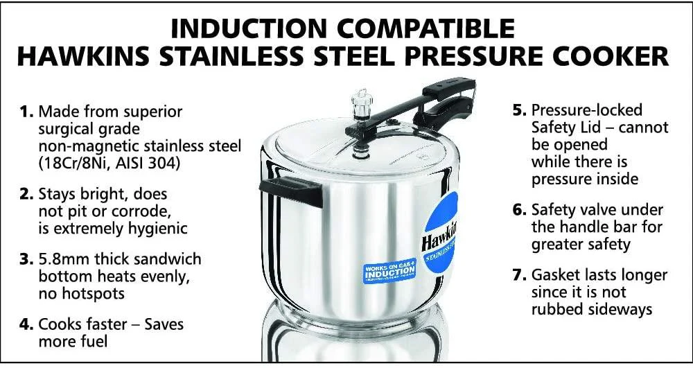 Hawkins HSS10 Stainless Steel Pressure Cooker, 10-Liter - Image 3