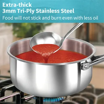 Hawkins Pro 1.5 Litre Sauce Pan, Tri-Ply Stainless Steel Tea Pan/Milk Pan with Stainless Steel Lid, Silver (PSSP15S) - Image 3