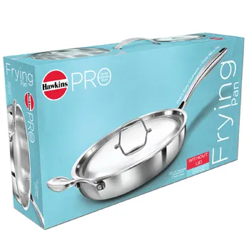 Hawkins Pro 26 cm Frying Pan, Triply Stainless Steel Fry Pan with Stainless Steel Handle and Stainless Steel Lid, Silver (PSF26S) - Image 2