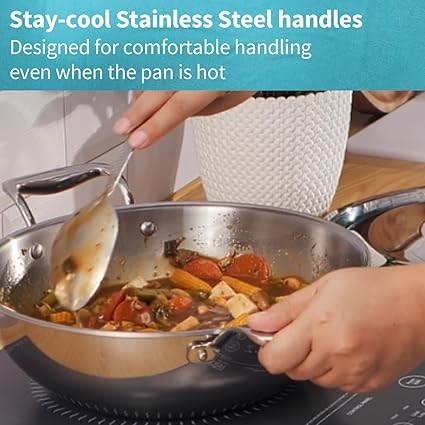 Hawkins Pro 6 Litre Deep-Fry Pan, Triply Stainless Steel Kadhai with Stainless Steel Handles and Stainless Steel Lid, Silver (PSK60S) - Image 2