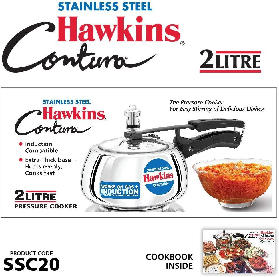 Hawkins 2 Litre stainless steel pressure cooker SSC20 - Image 2