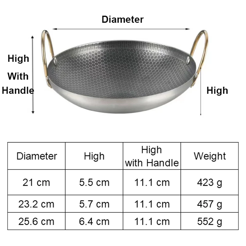 Honeycomb Wok/kadai Good Quality Coating Pots And Pans Stainless Steel Honeycomb Frying pan - Image 4