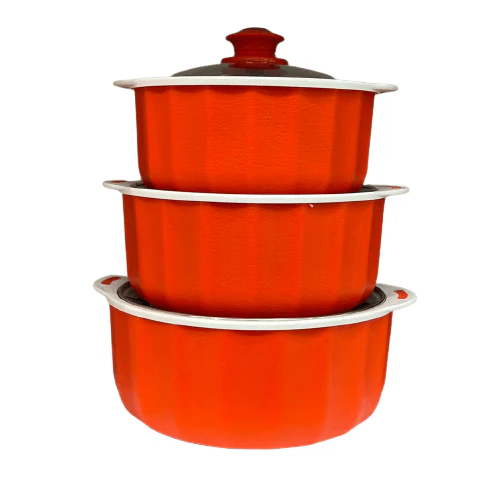Jaypee Microglass/ Microwave safe  3pc Casserole set Orange red