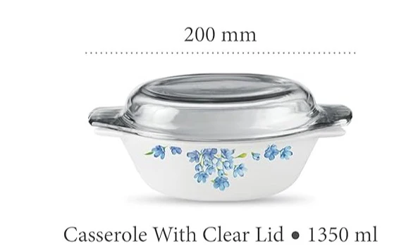 La Opala Aster Pink and aster blue casserole Bowl with Lid - Image 2