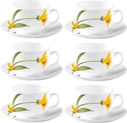 La Opala Canary Arch Tea & Coffee Cup & Saucers 220 ML Set of 6.