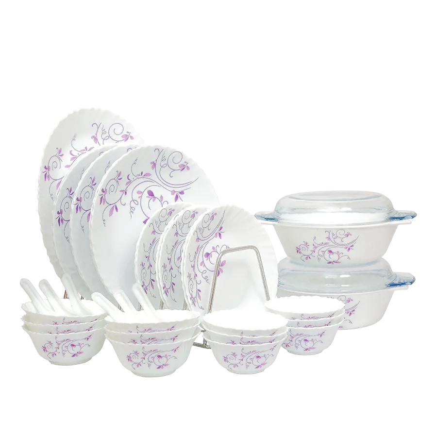 La Opala Dazzle Purple Dinner Set, 45-Pieces