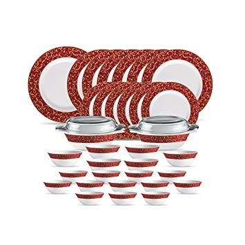La Opala Dinner set Anassa Red Sovrana Collection, 35 Pieces Dinner Set (Microwave Safe) 2 week special