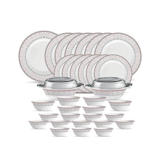 La Opala Sovrana Dinner Set 35,45 abd 62 pcs, Moroccan Pink, White