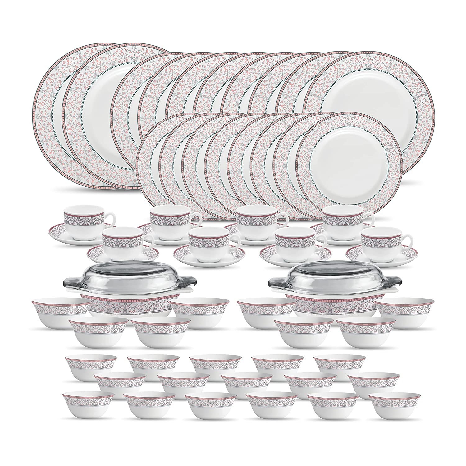 La Opala Sovrana Dinner Set 35,45 abd 62 pcs, Moroccan Pink, White - Image 4