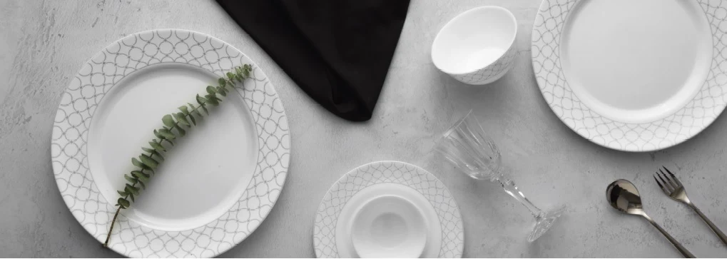 La Opala Diva, Velvett Collection, Opal Glass Dinner Set 35 pcs and 45pcs , Pearl Grey