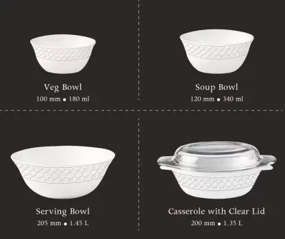 La Opala Diva, Velvett Collection, Opal Glass Dinner Set 35 and 62pcs, Pearl white - Image 3