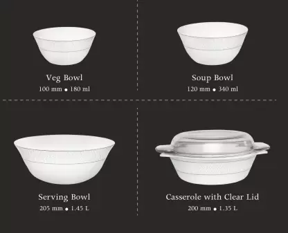 La Opala Diva, Velvett Collection, Opal Glass Dinner Set 35,45 pcs, Stella White - Image 3