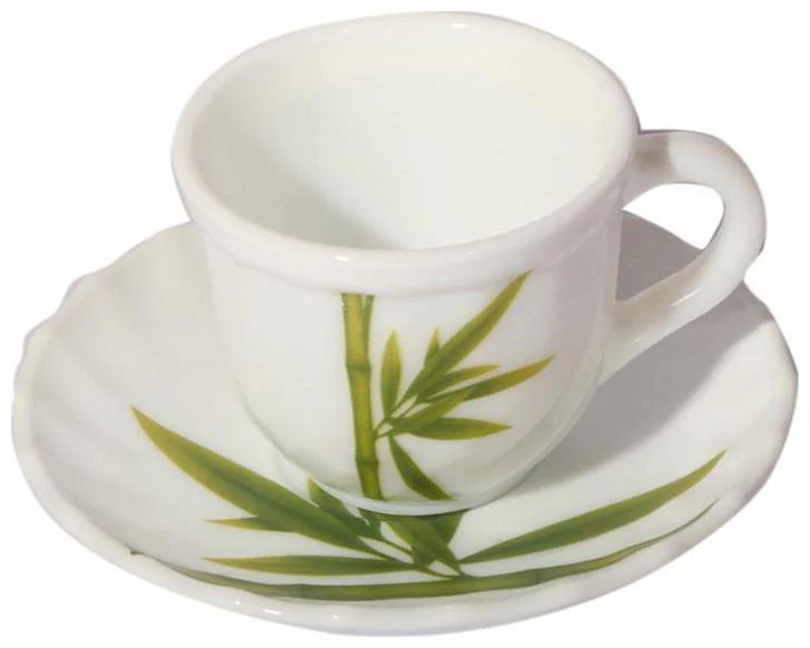 La Opala Fluted Green Tea & Coffee Cup & Saucers 220 ML Set of 6. - Image 2