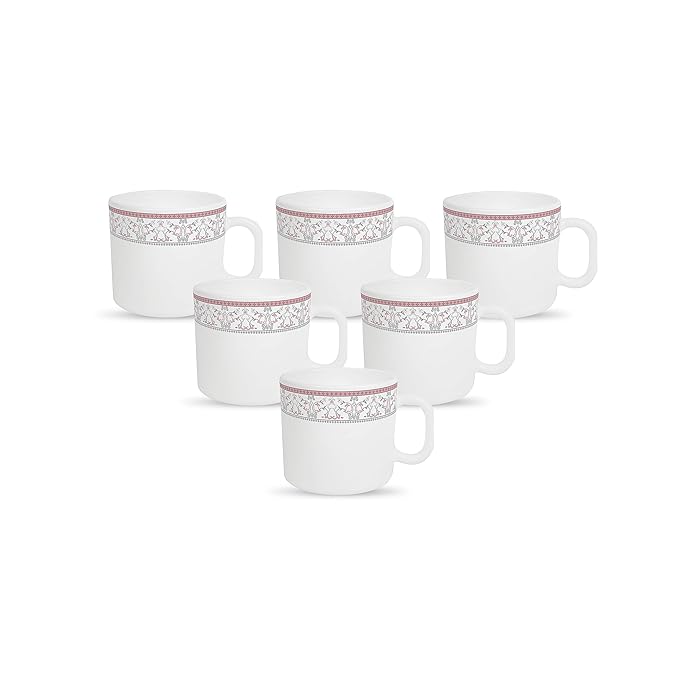 La Opala Opal Glass Coffee Mug 1 piece, Moroccan Pink, White 180 ml - Image 2