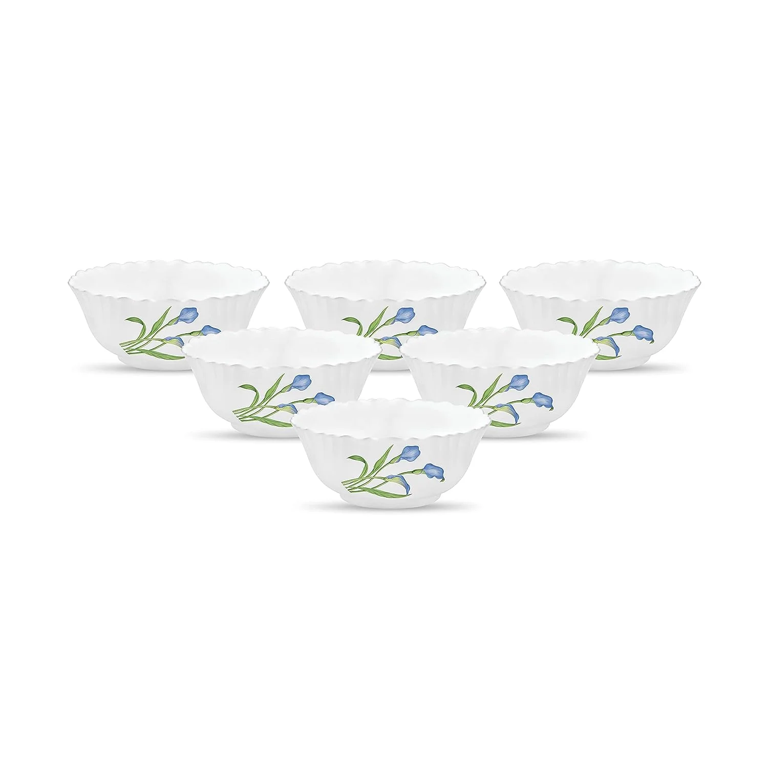 La Opala Opal Glass Vegetable Bowl Set 6 pcs, Tender Trio 175ml