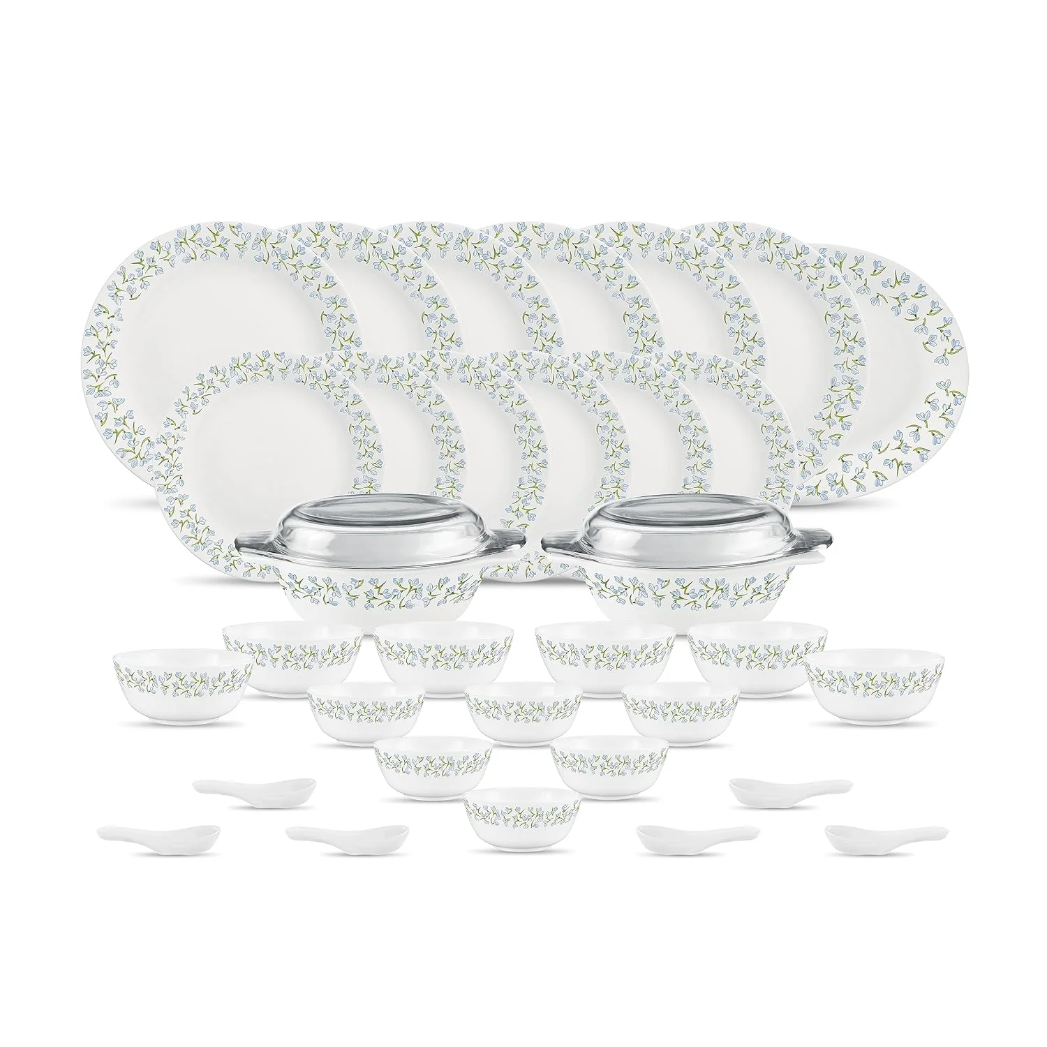 La Opala, Pearl Collection, Opal Glass Dinner Set 35 pcs, Silky Cluster
