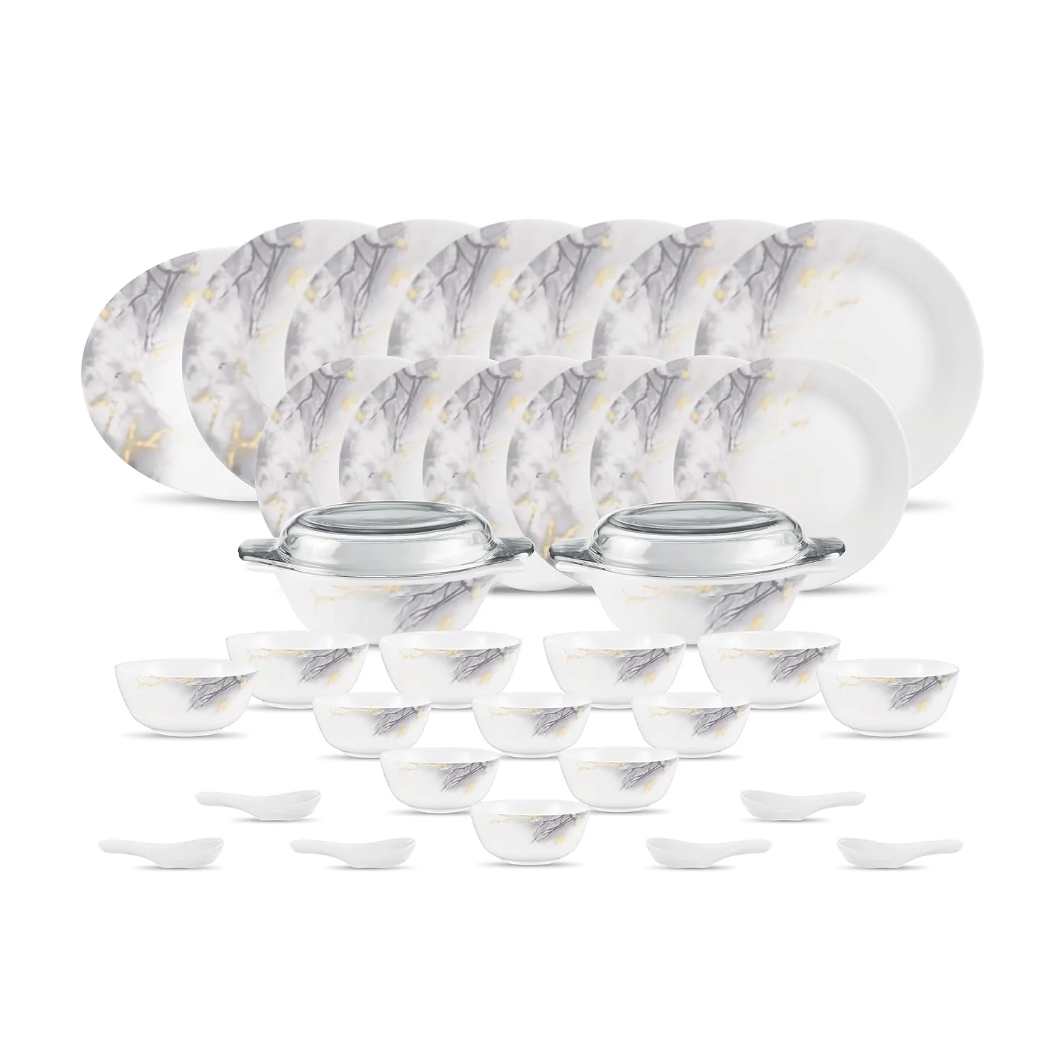 La Opala, Pearl Collection, Opal Glass Dinner Set 35 pcs, Twilight Clouds