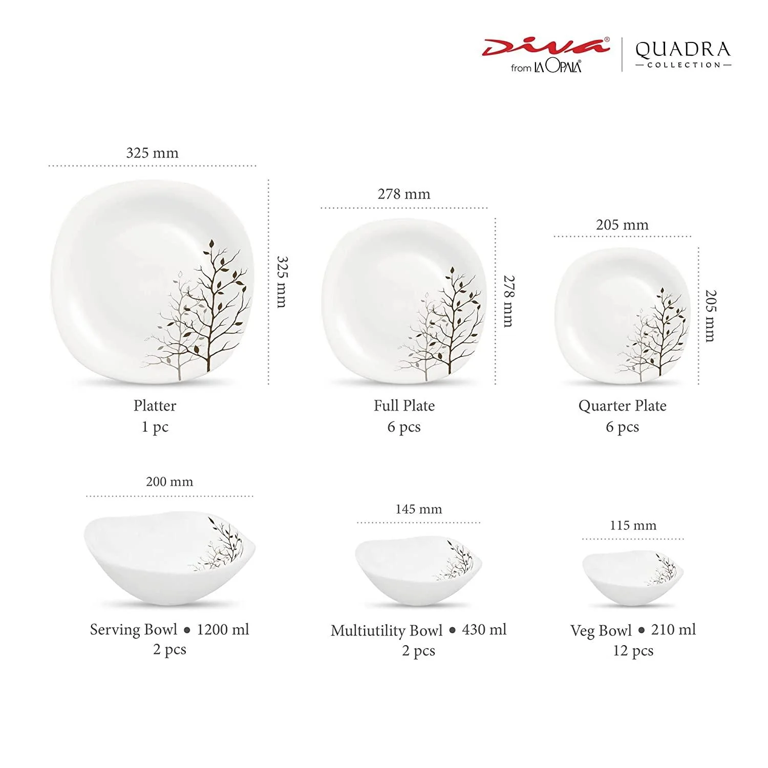La Opala Quadra Autumnal Opalware Dinner Set, 29-Pieces - Image 2
