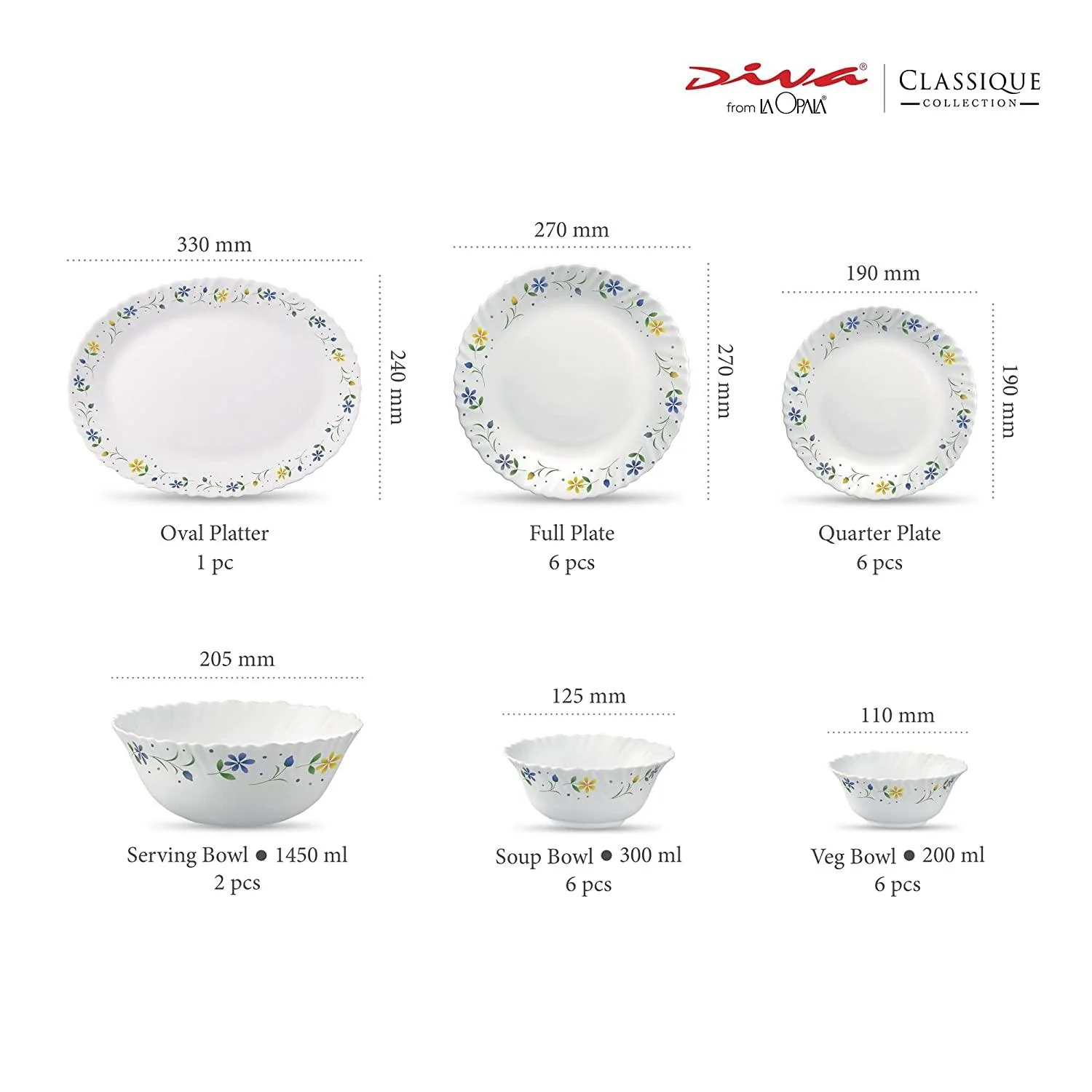 La Opala Twilight Bouquet Dinner set 27 pc set - Image 2