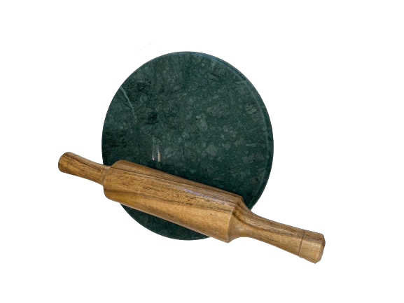 Lakshita marble chakla(rolling board), belan(Rolling Pin) set Green
