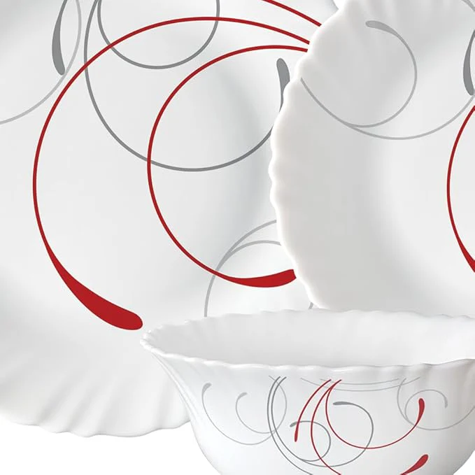 Larah by Borosil Boro Fluted Series Opalware Dinner Set | 27 Pieces - Image 2