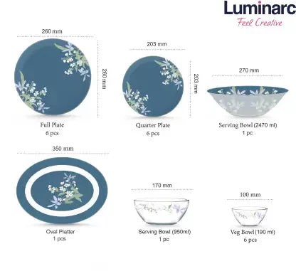 LUMINARC Pack of 21 Glass Keon Dinner Set - Image 2