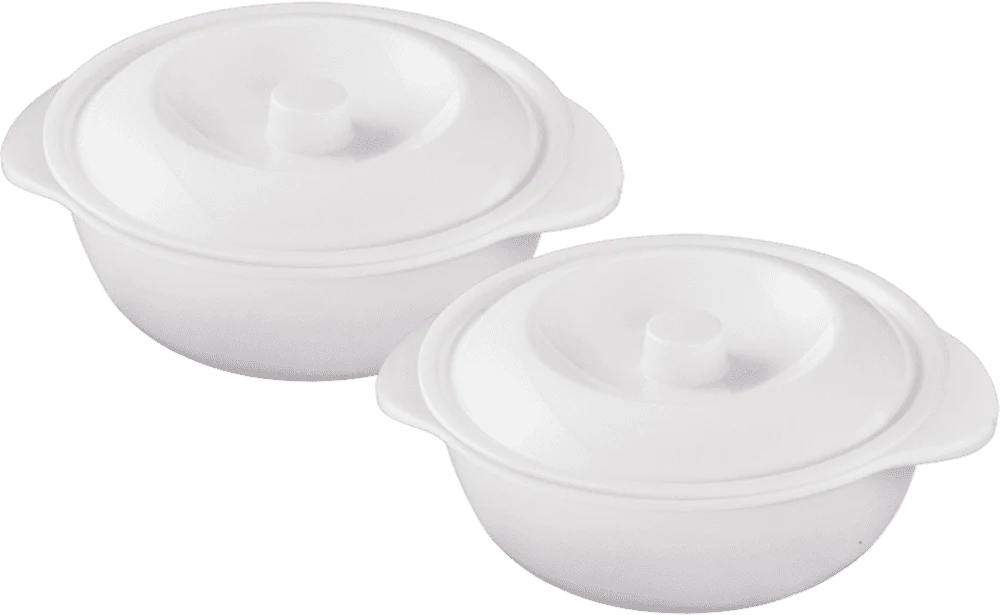 Melamine 2pc serving bowl with lid 7.5” (White)