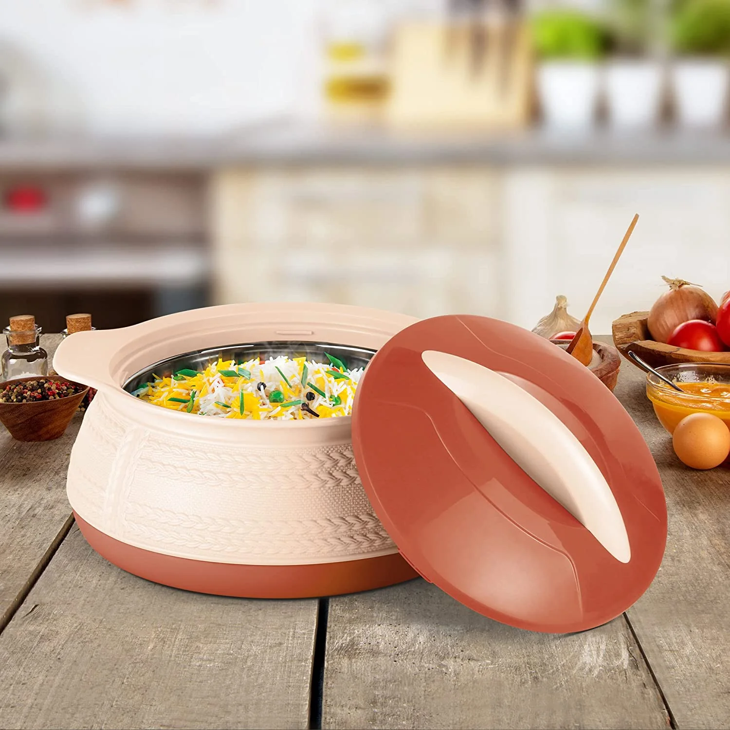 MILTON Adore Insulated Casserole White Mop Red, 1500