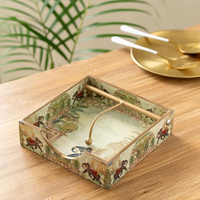 Napkin/tissue/serviettes Holder with Gold Engraving | Pack of 1 - Image 10