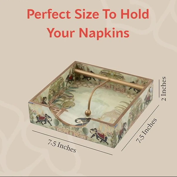 Napkin/tissue/serviettes Holder with Gold Engraving | Pack of 1 - Image 3