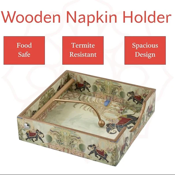 Napkin/tissue/serviettes Holder with Gold Engraving | Pack of 1 - Image 5